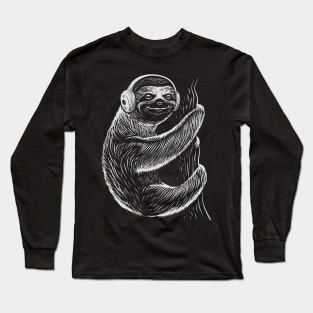 Sloth Headphones Long Sleeve T-Shirt